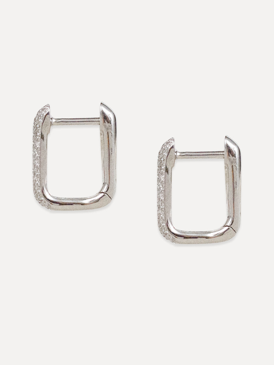 14K Diamond Small Square Huggies