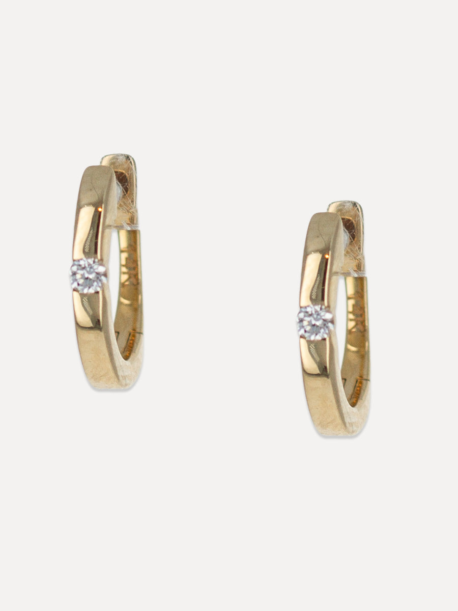 14K Mini Spark Diamond Oval Huggies