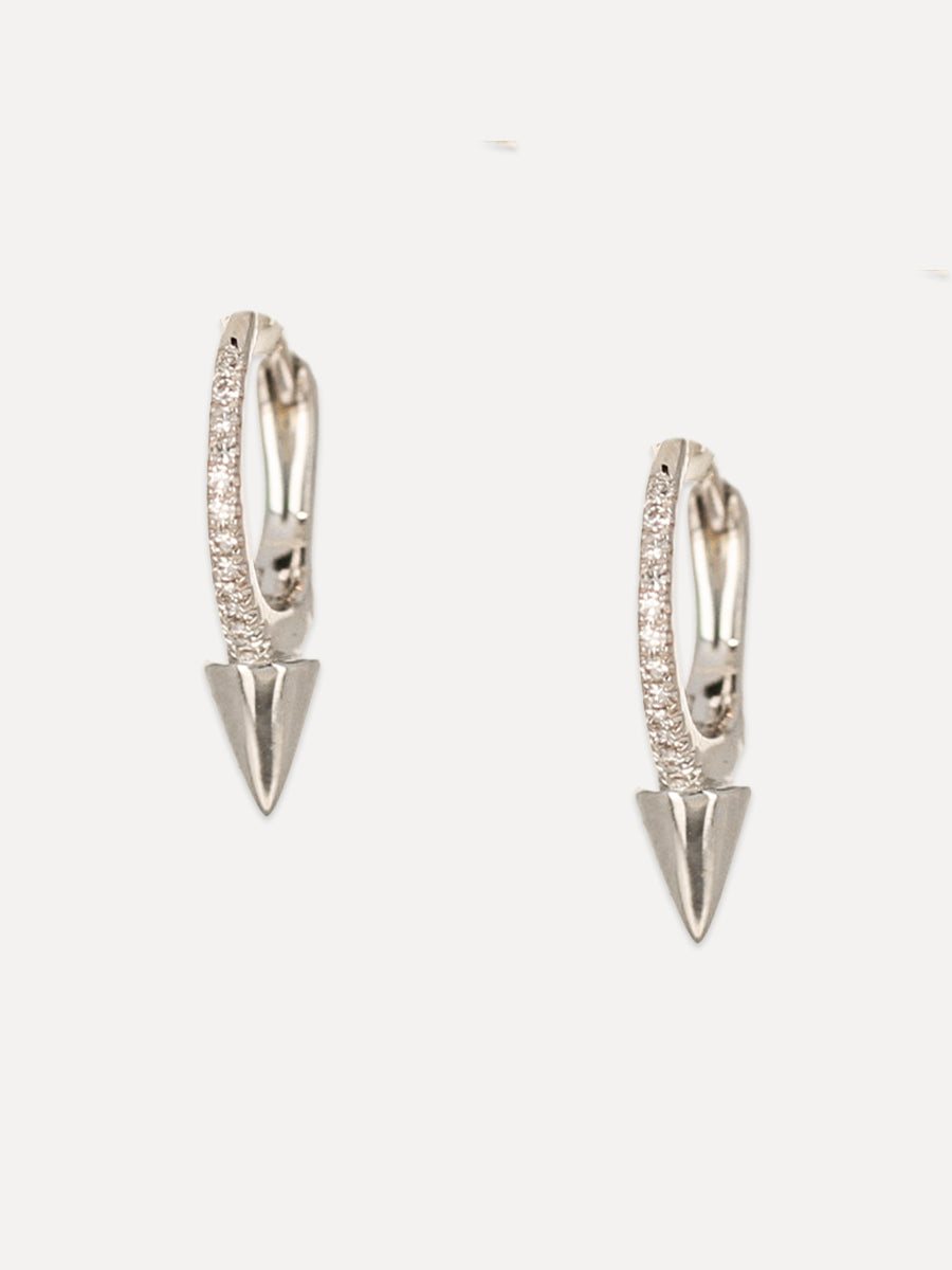 14K Diamond & Spike Accent Hoops