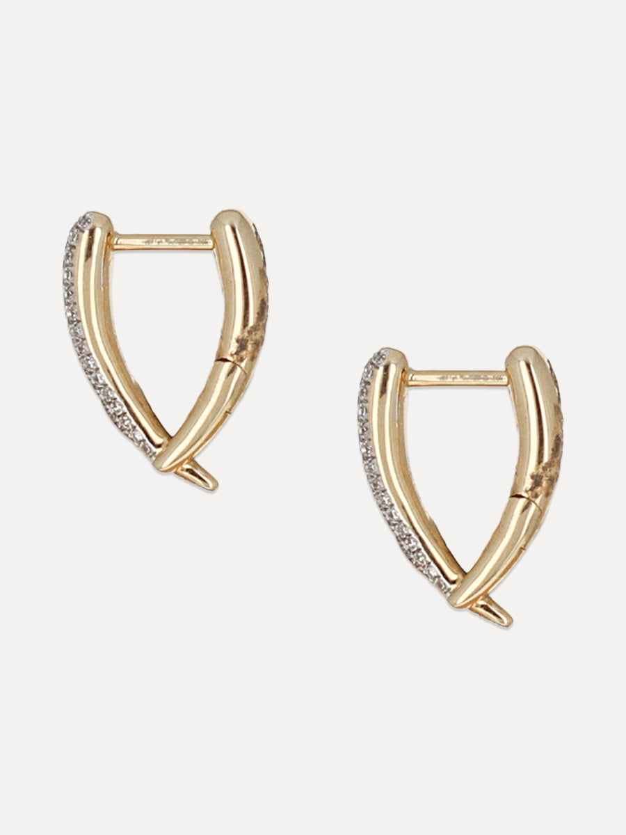 14K Pavé Diamond Brushstroke Huggies