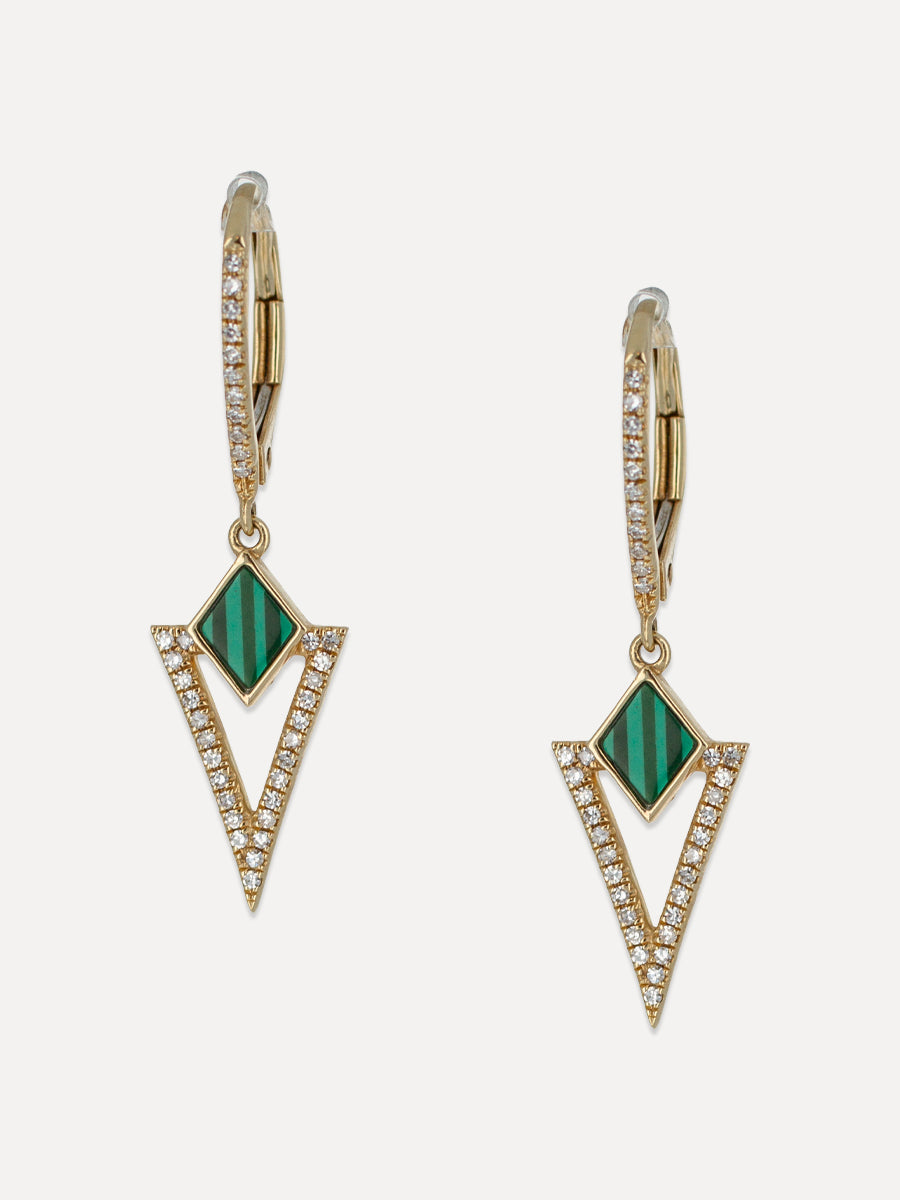 14K Diamond & Malachite Luminare Earrings