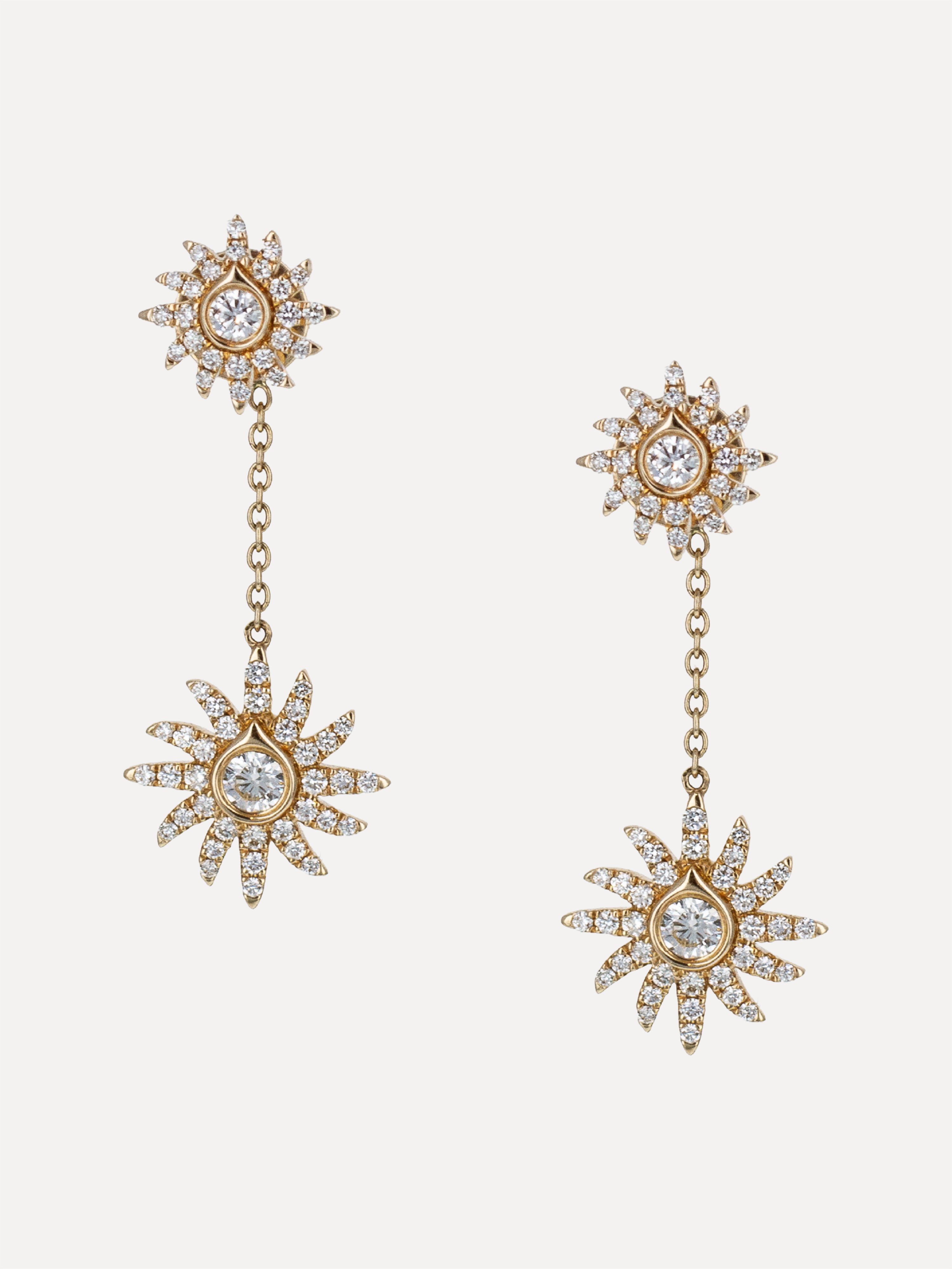 14K Diamond Solaz Double Sun Studs