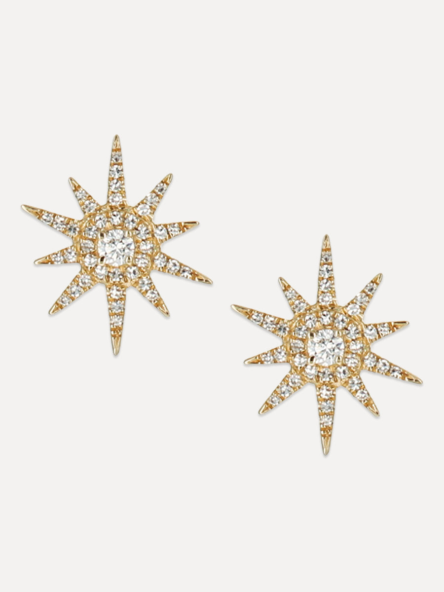 14K Diamond Sunburst Studs