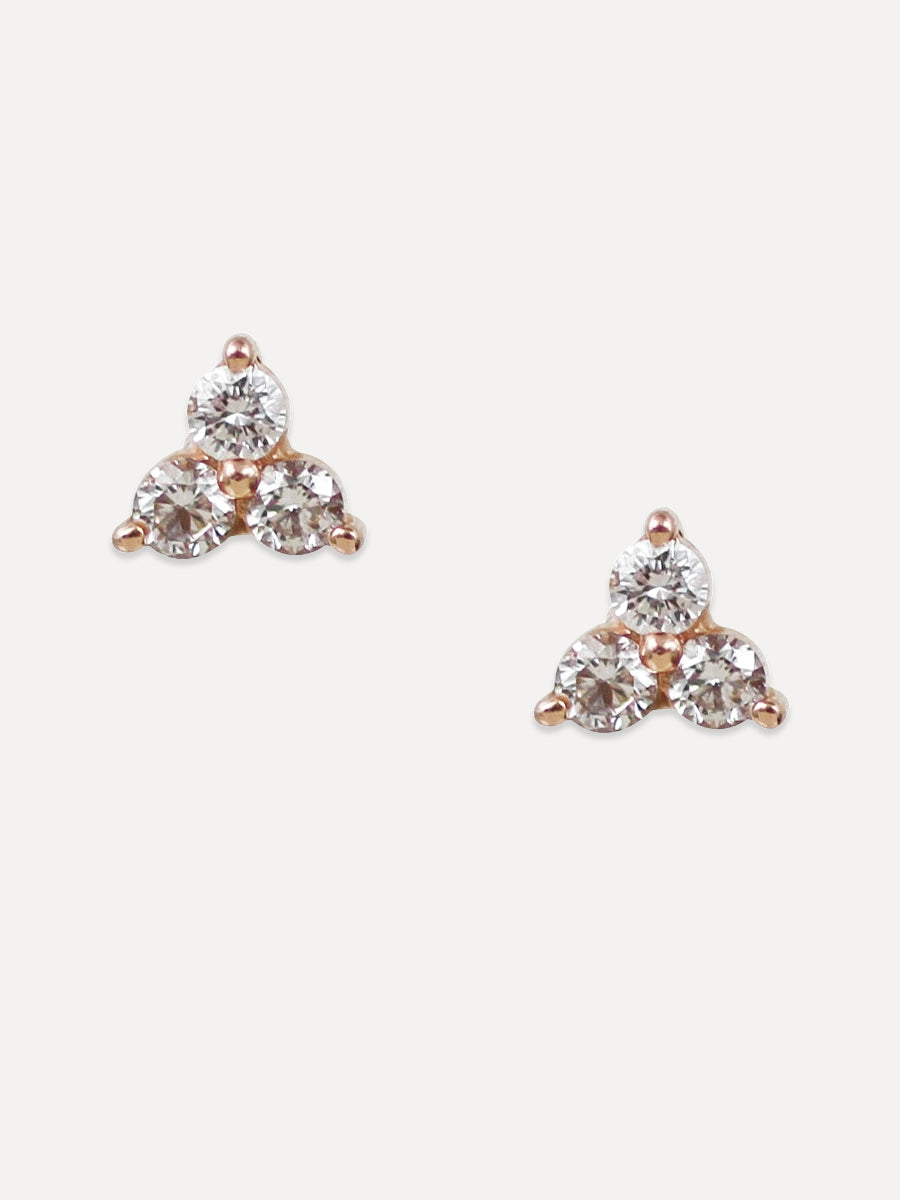 14K Diamond Trio Studs