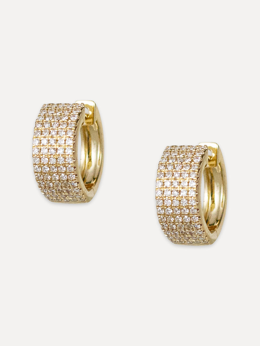 14K Diamond Five Row Huggies