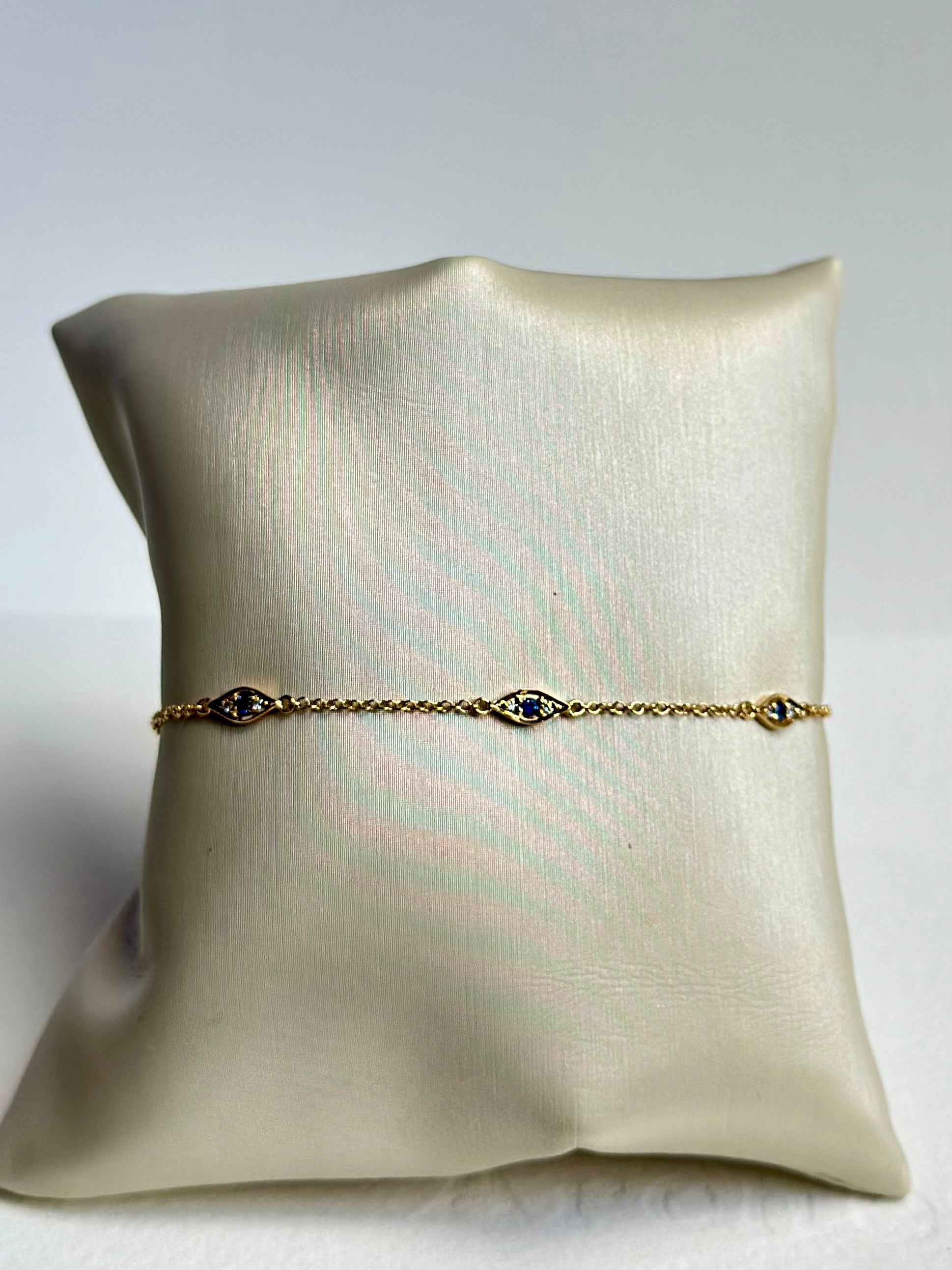 14K Diamond & Sapphire "Eye" Bracelet