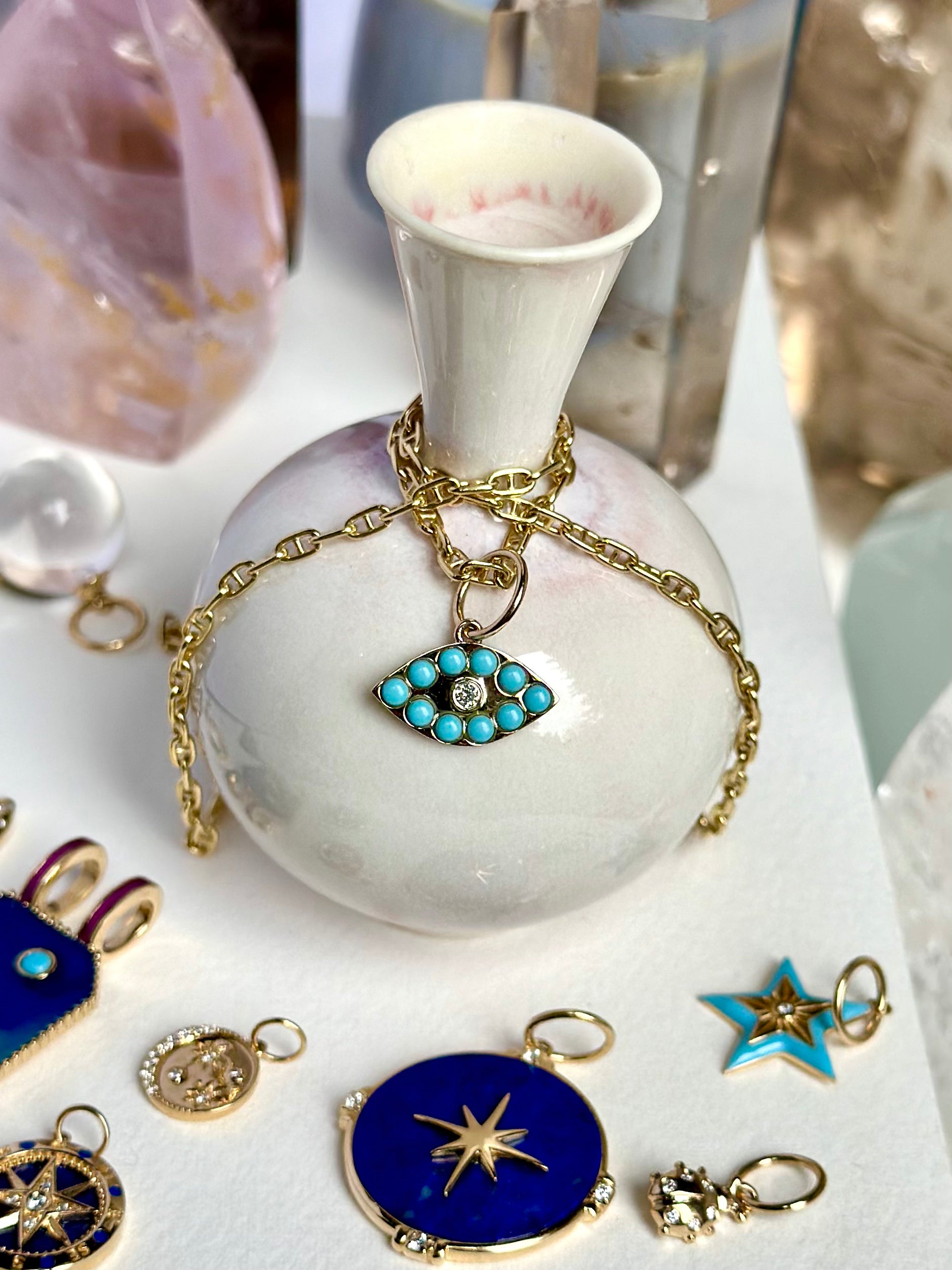 14K Turquoise Eye Charm