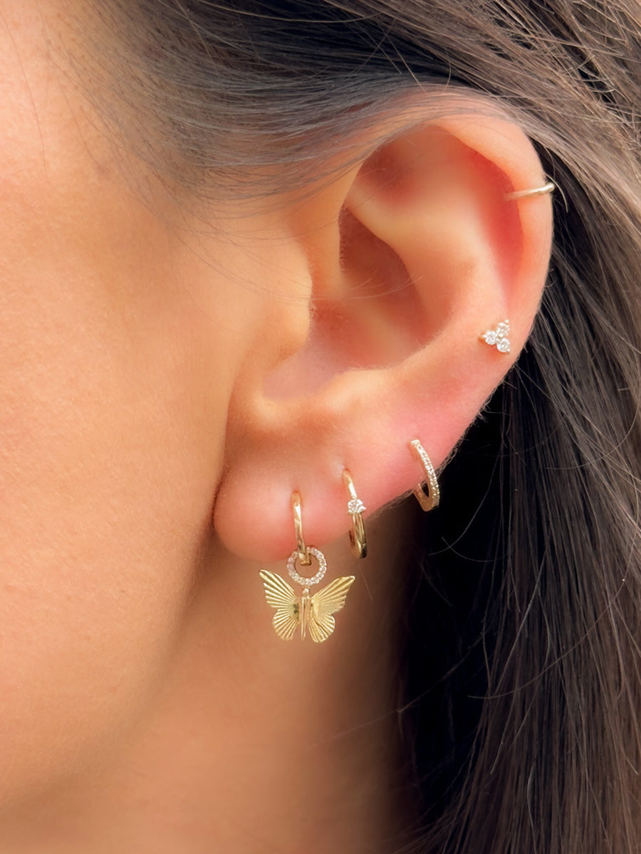14K Diamond Butterfly Huggie Charms