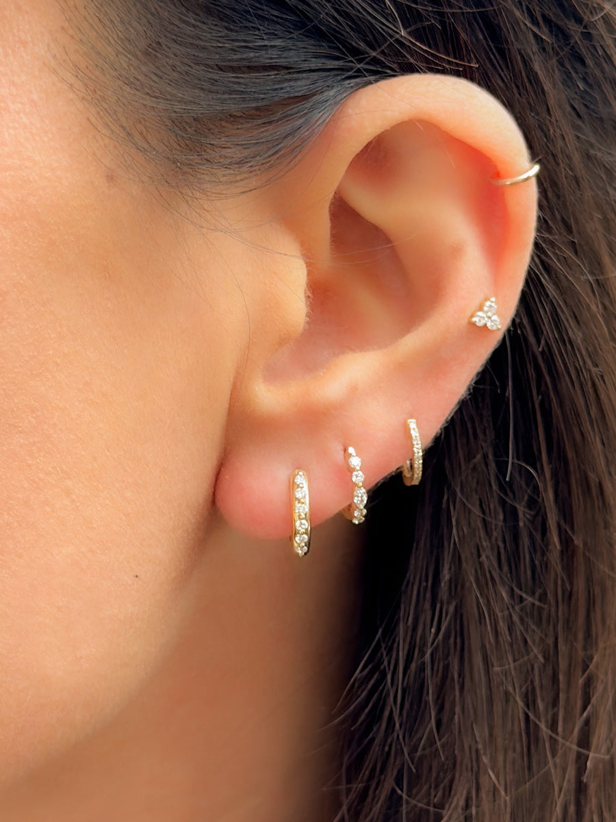 14K Diamond Polished Huggies