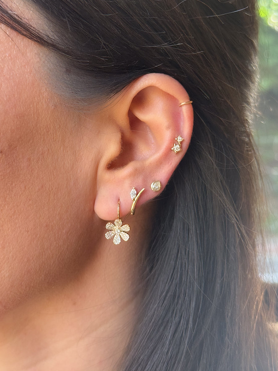 14K Marquise Diamond Elegant Branch Huggies