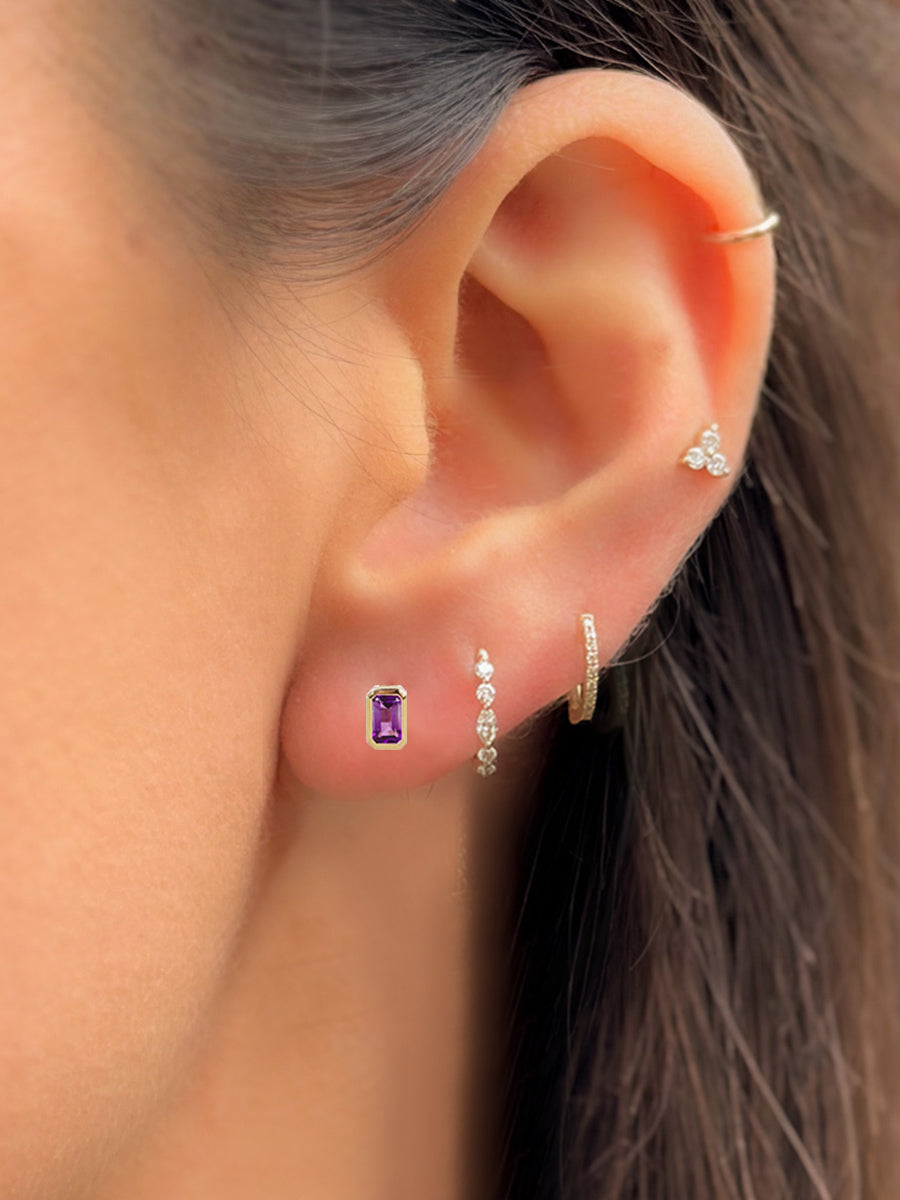 14K Radiant Amethyst Studs