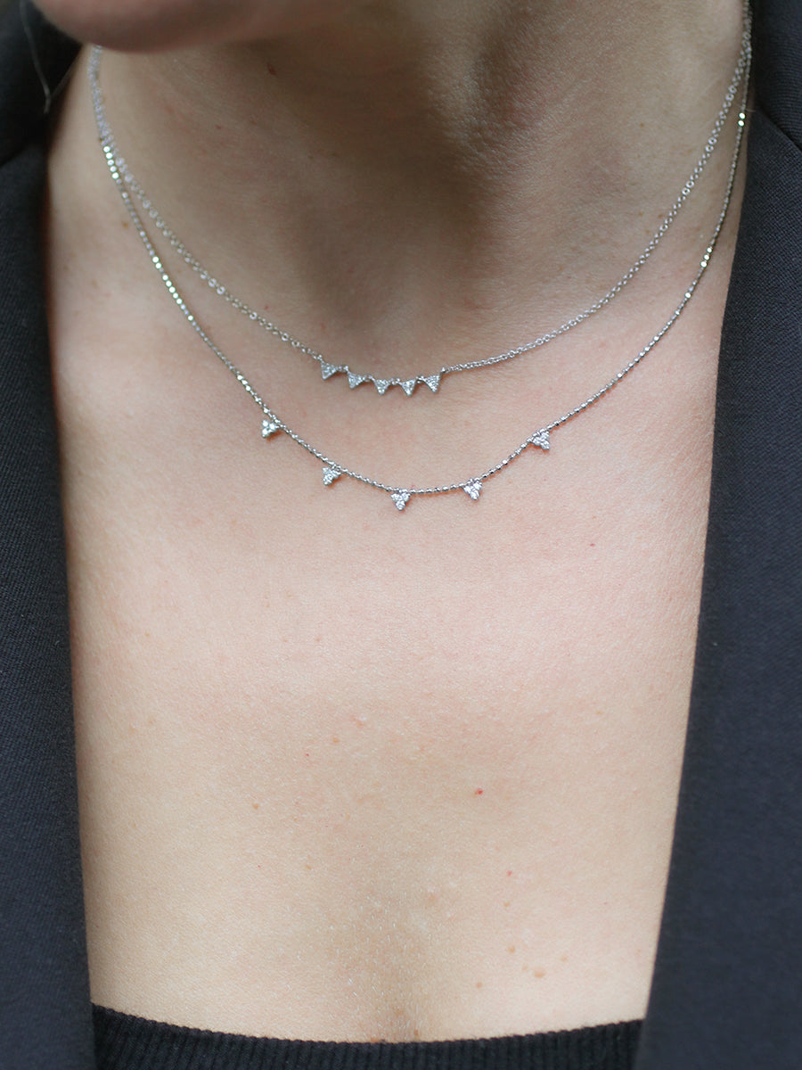 14K Five Triangle Diamond Necklace