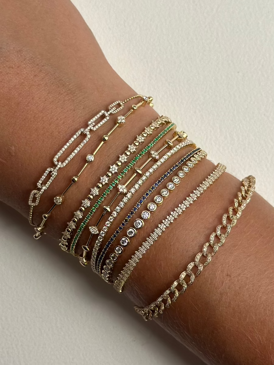 14K Diamond Rectangular Link Bracelet