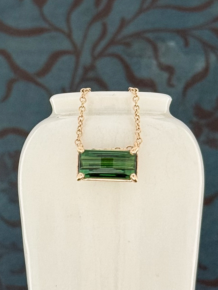 14K Verdant Horizon Green Tourmaline Necklace