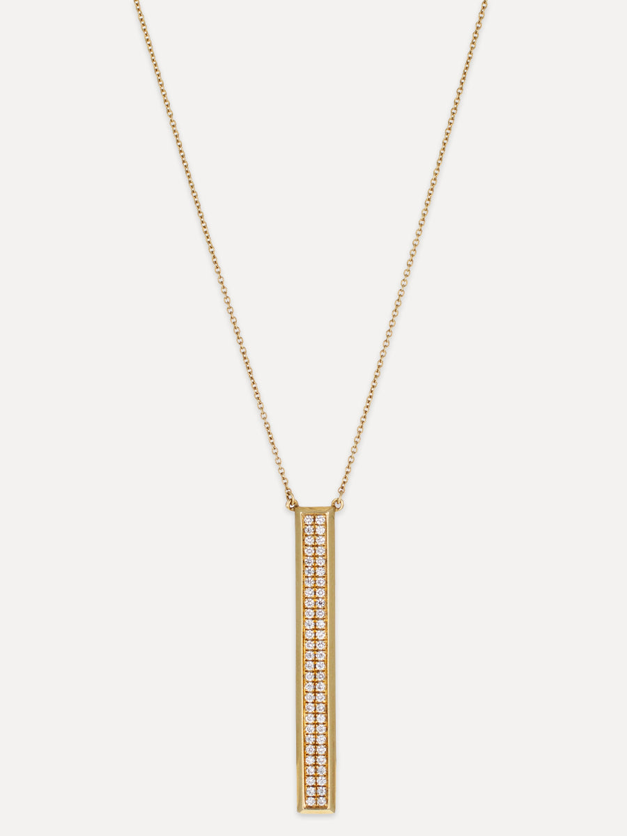 18K Column Pavé Diamond Necklace