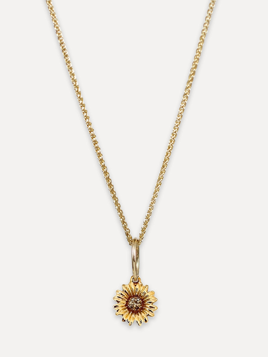 14K Diamond Mini Sunflower Charm