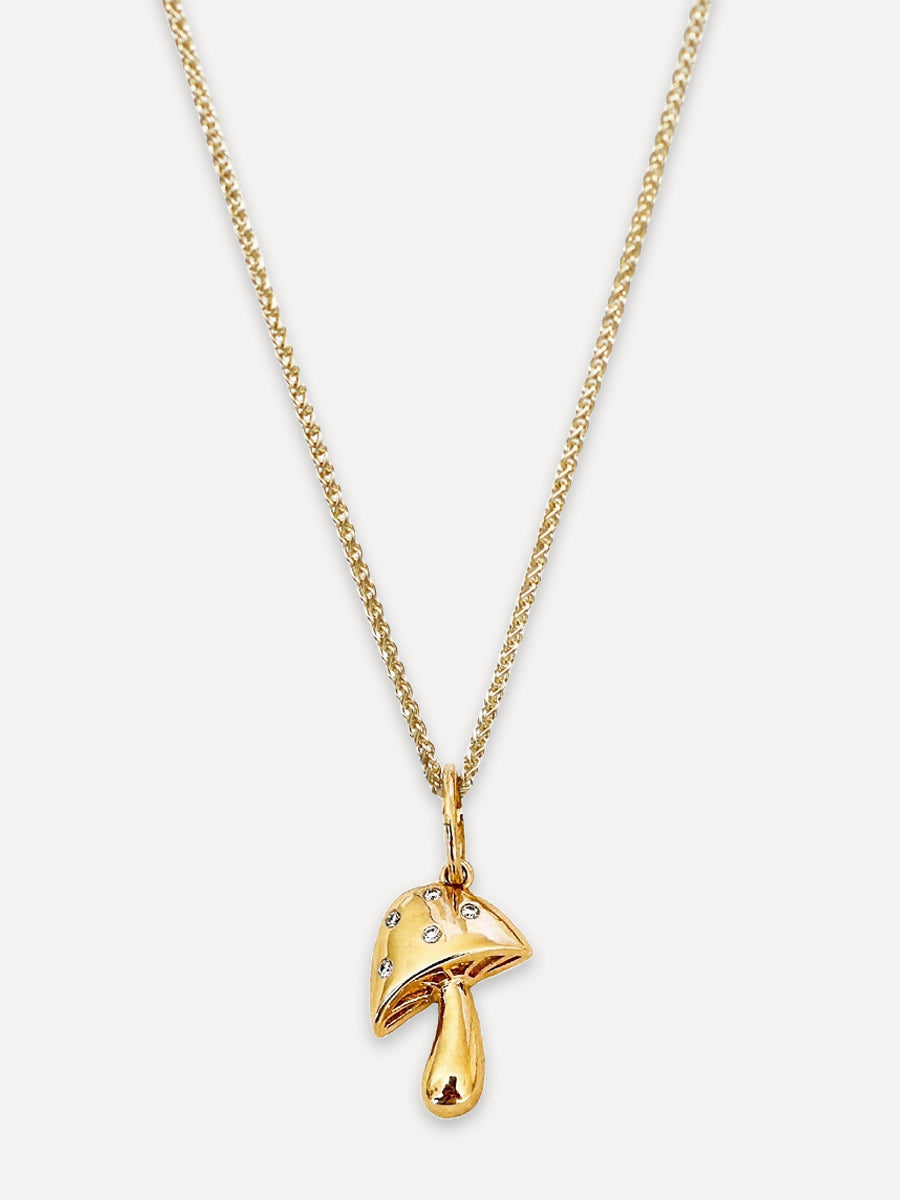 14K Diamond Mushroom Charm