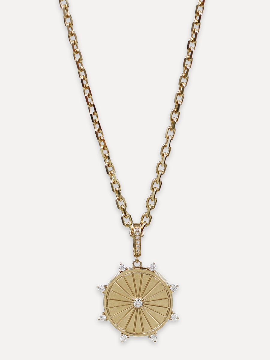 14K Gold Sundial  Locket