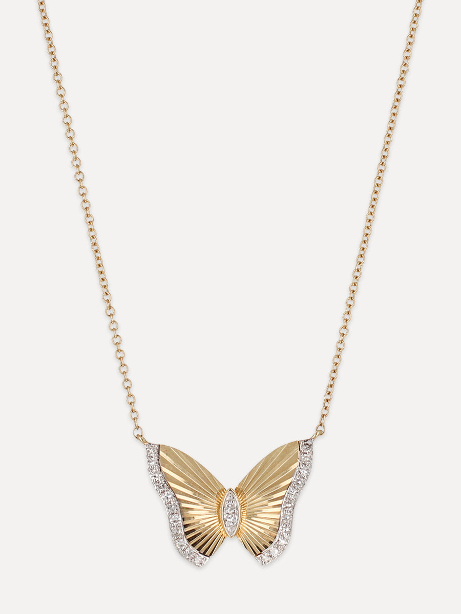 14K Vintage Butterfly Diamond Necklace