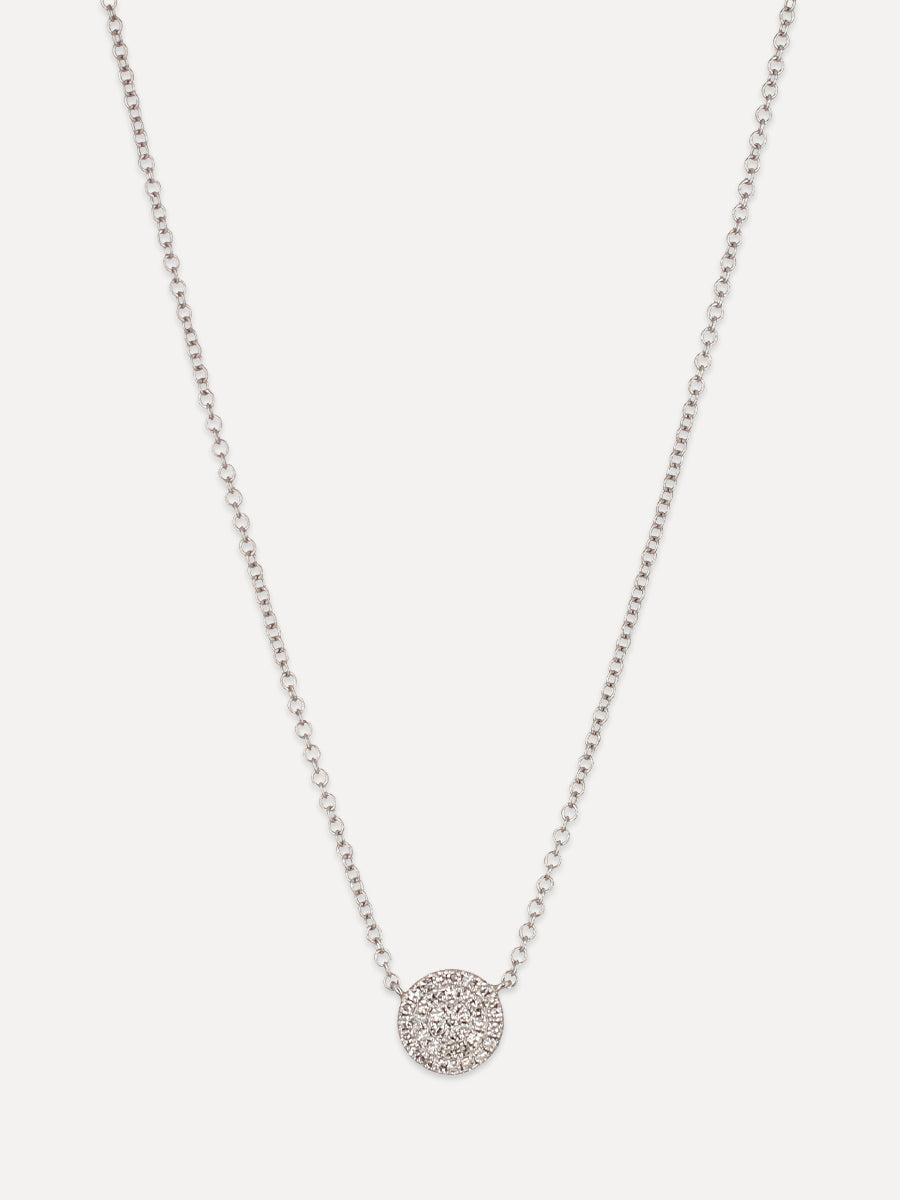 14K Round Disc Pavé Diamond Necklace