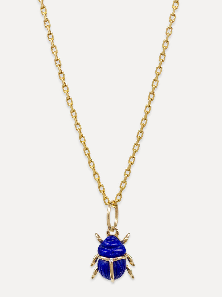 14K Lapis Scarab Charm