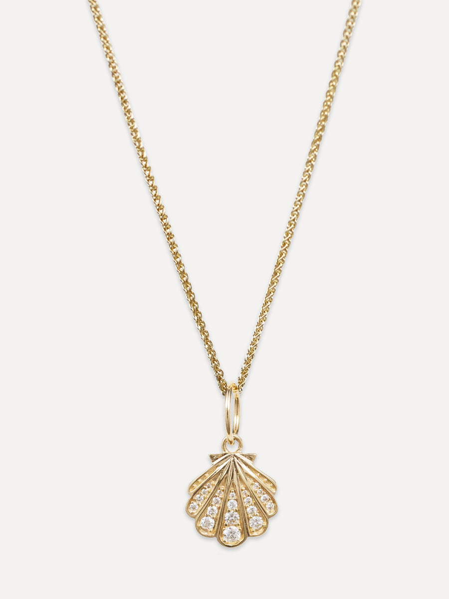 14K Diamond Seashell Charm