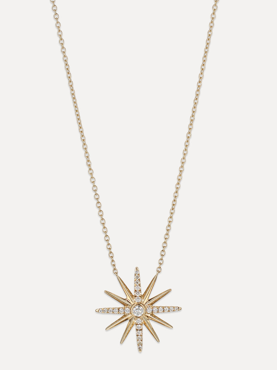 14K Solar Star Diamond Necklace