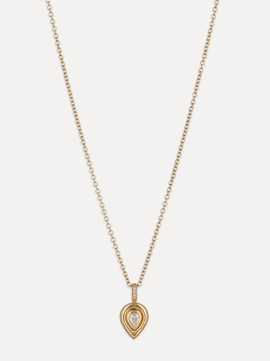 14K Teardrop Diamond Necklace