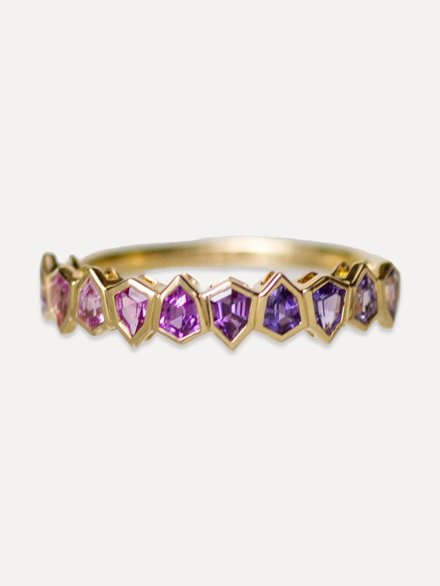 18K Floating Chevron Lavender Sapphire Stacking Ring