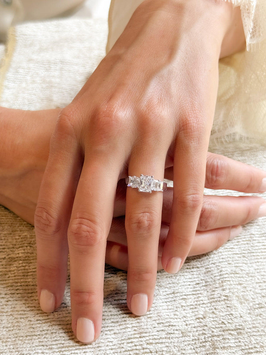 18K Radiant-Cut Diamond Five Stone Engagement Ring