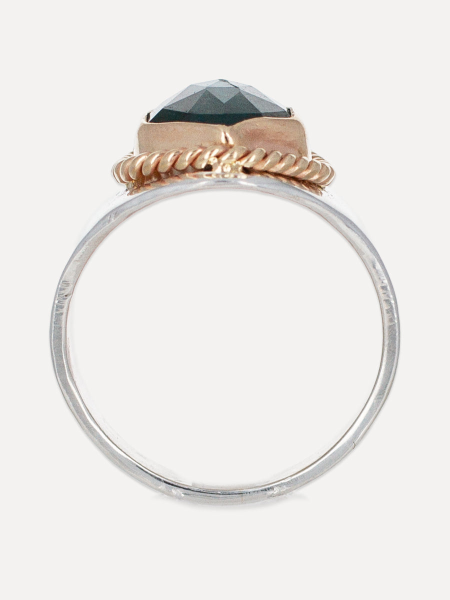 14K Gold & Silver Blue Flame Ring