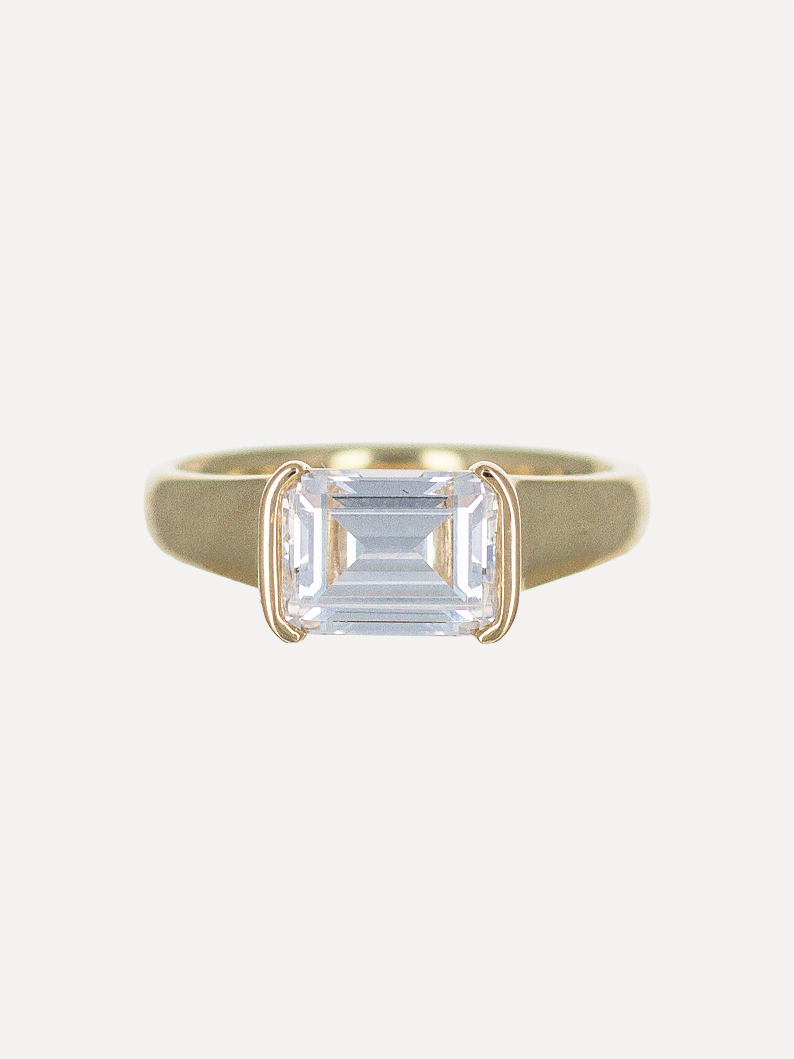 14K East-West Half Bezel Diamond Engagement Ring