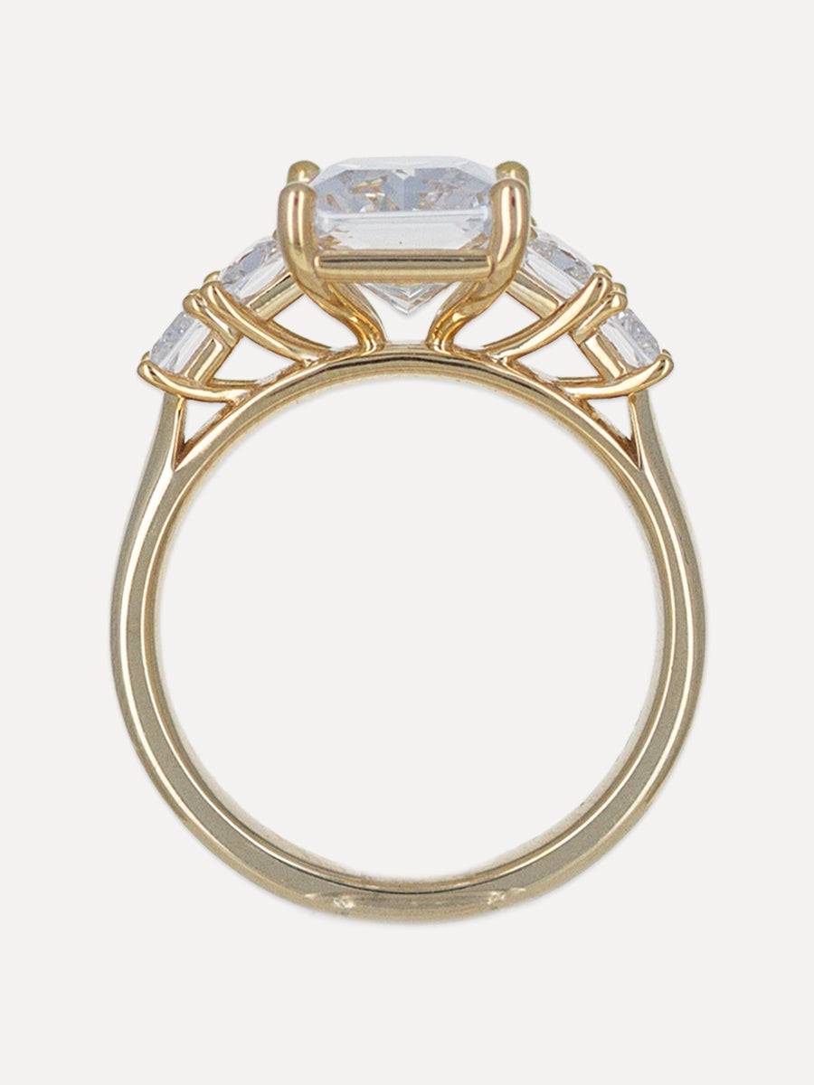 18K Radiant-Cut Diamond Five Stone Engagement Ring