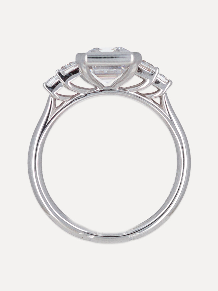 18K Five Bar-Set Emerald-Cut Diamond Engagement Ring