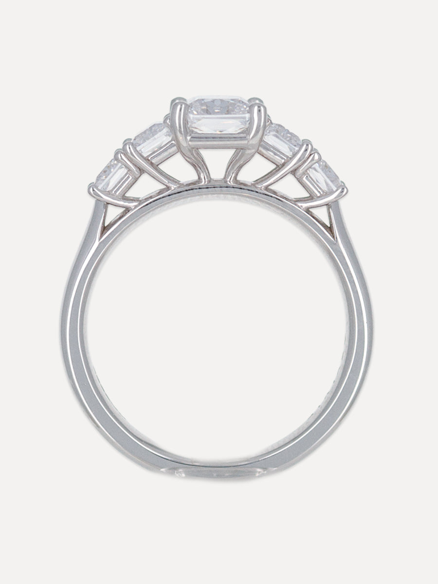 18K Radiant-Cut Diamond Five Stone Engagement Ring