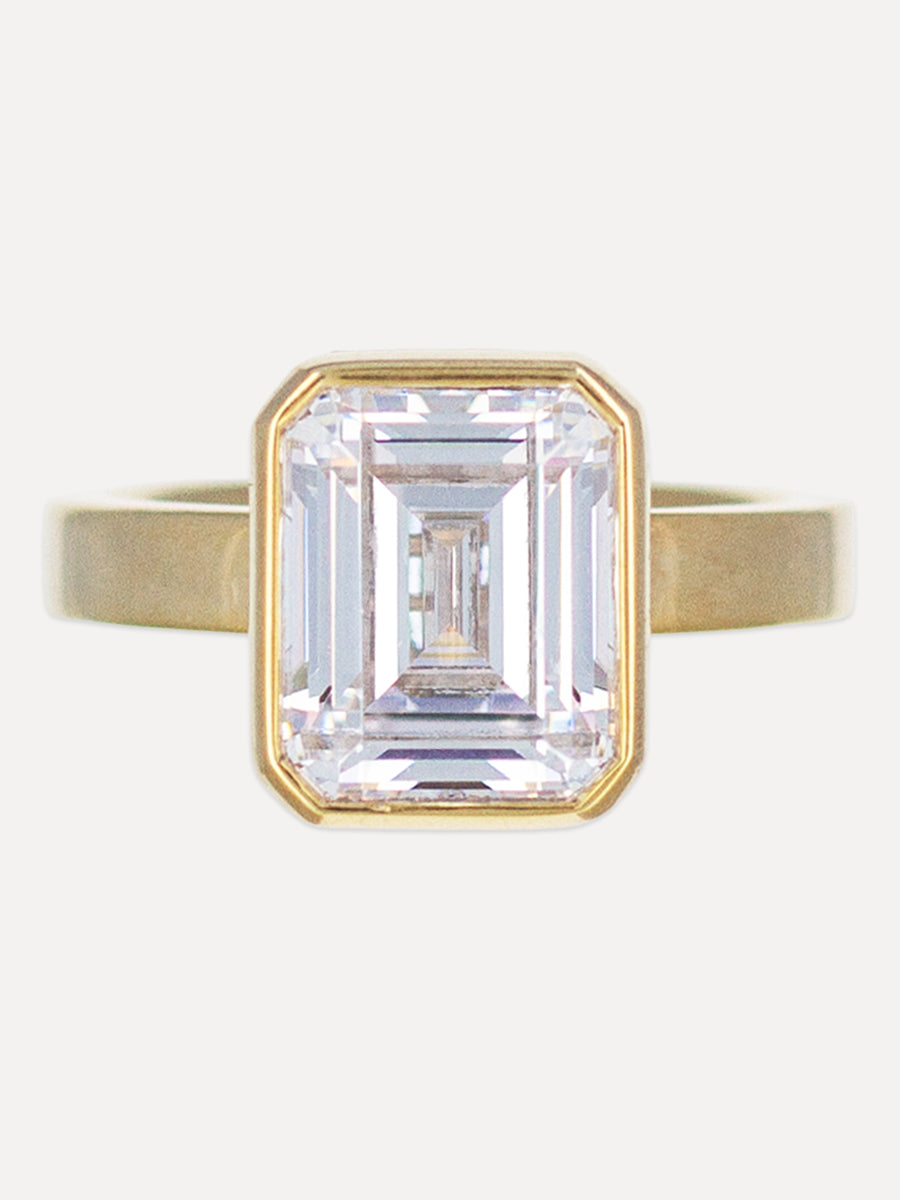 18K Hidden Halo Emerald-Cut Diamond Engagement Ring