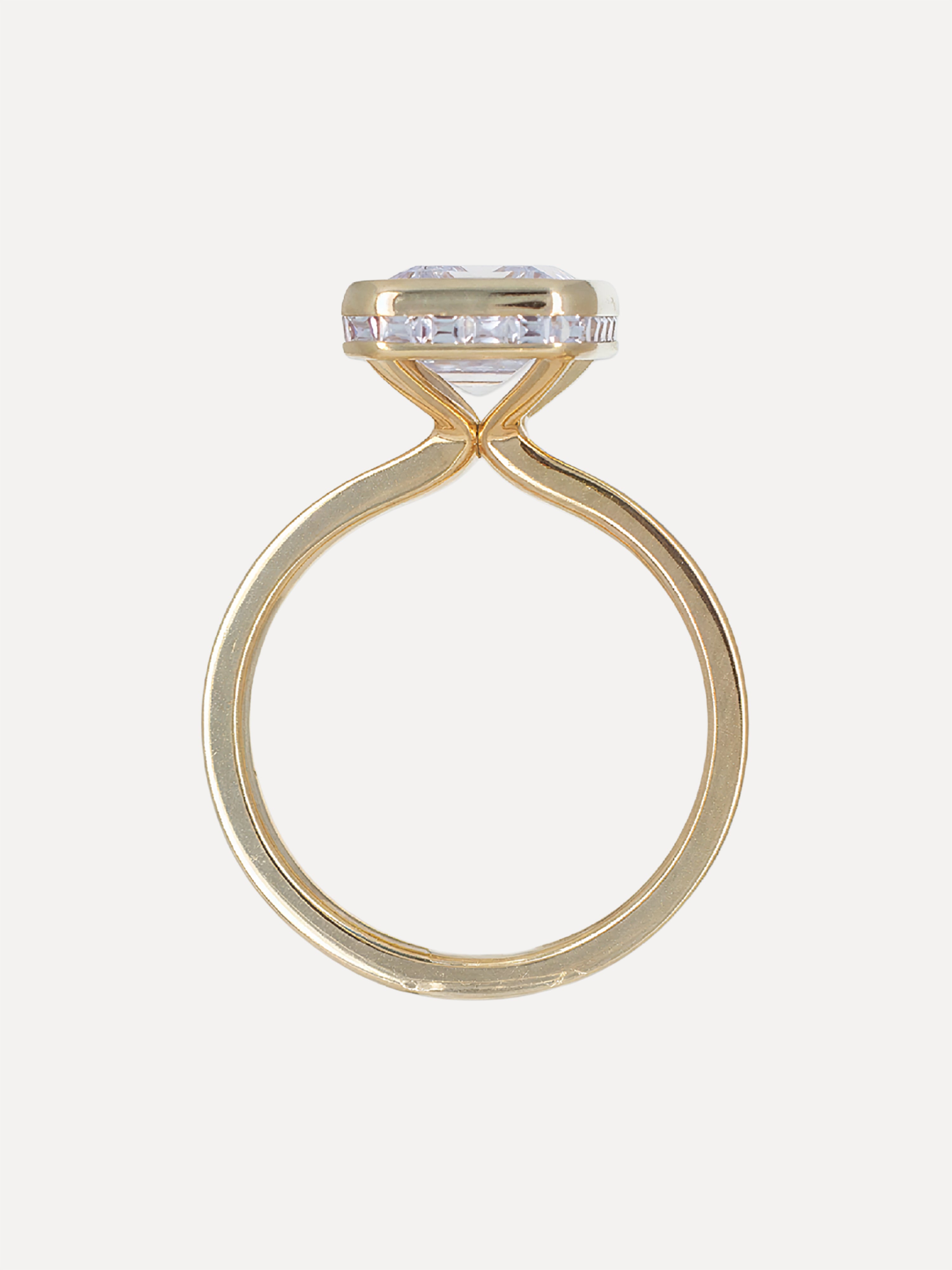 18K Hidden Halo Emerald-Cut Diamond Engagement Ring