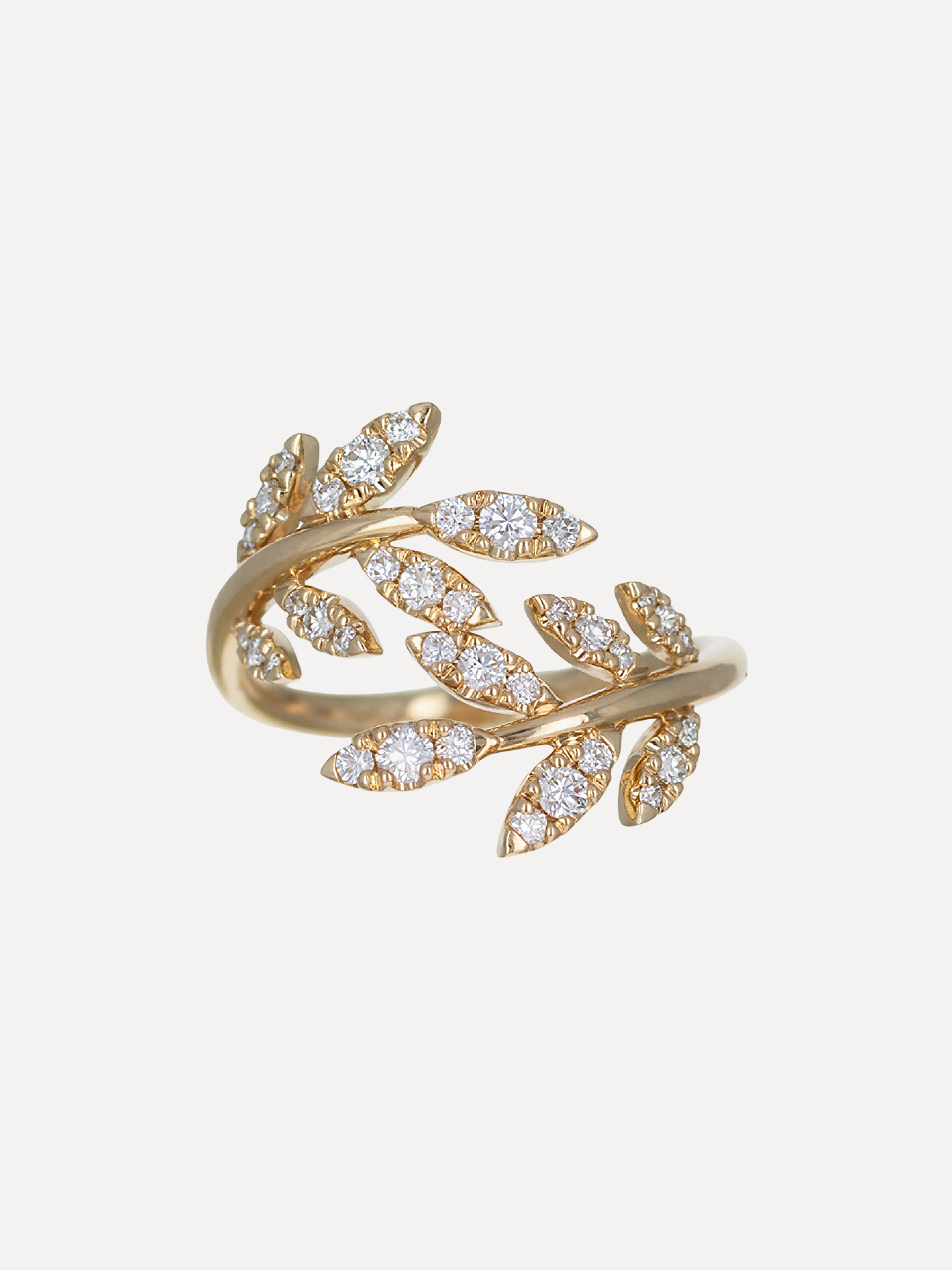 14k Diamond Laurel Leaf Ring