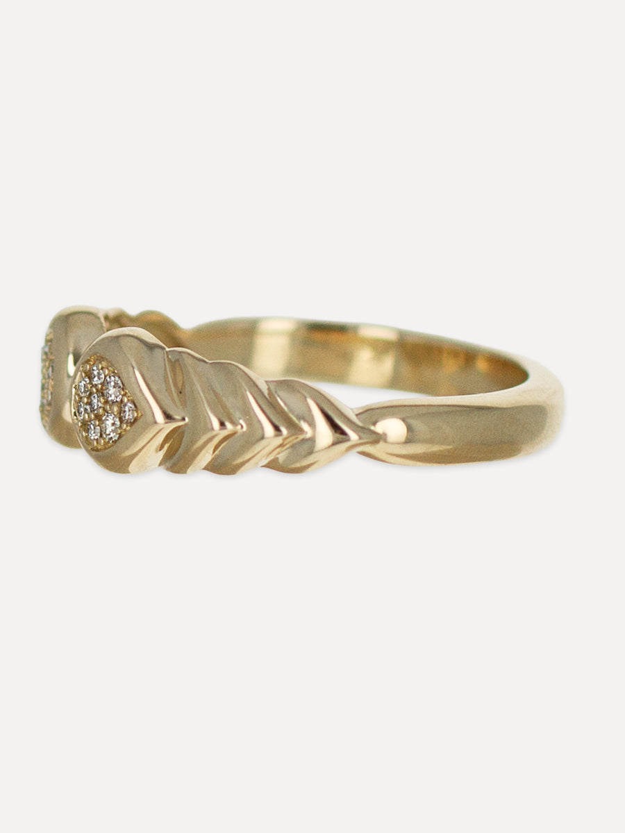 14K Diamond Cascade Shell Ring