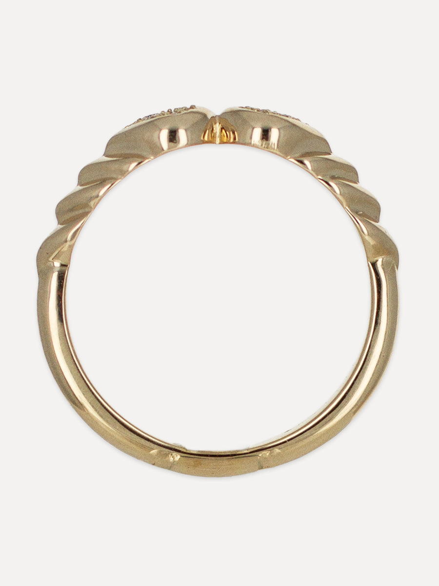 14K Diamond Cascade Shell Ring