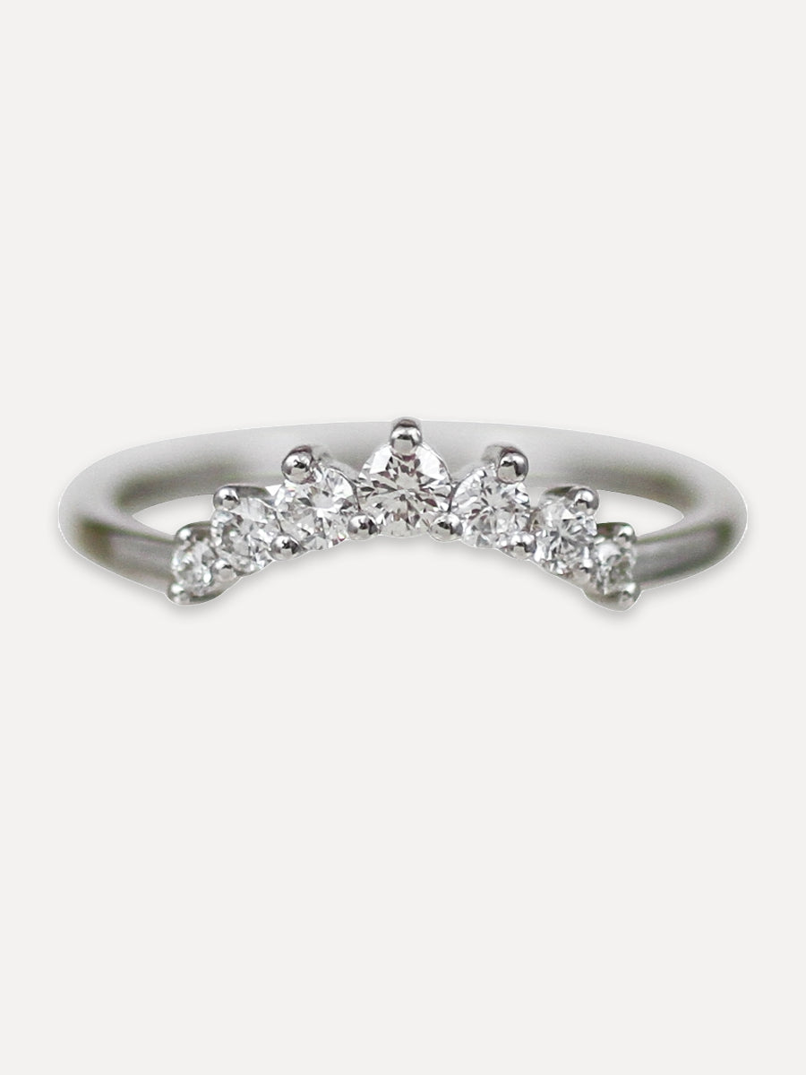 14K Diamond Crown Contour Band