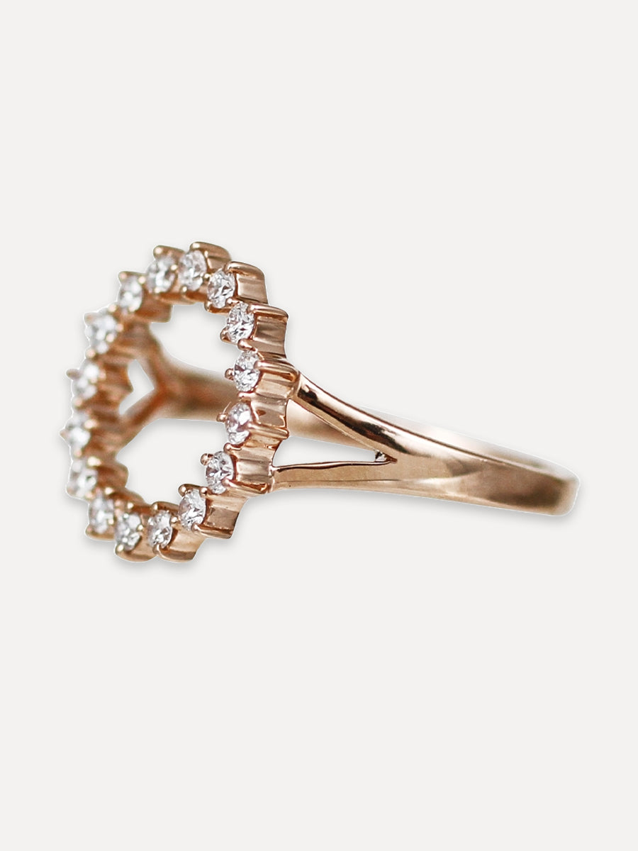 14K Diamond Open Circle Ring