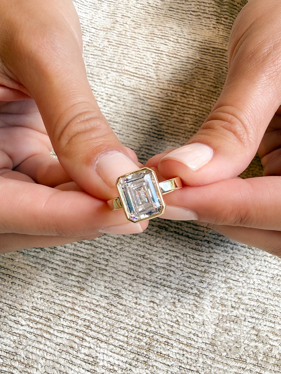 18K Hidden Halo Emerald-Cut Diamond Engagement Ring