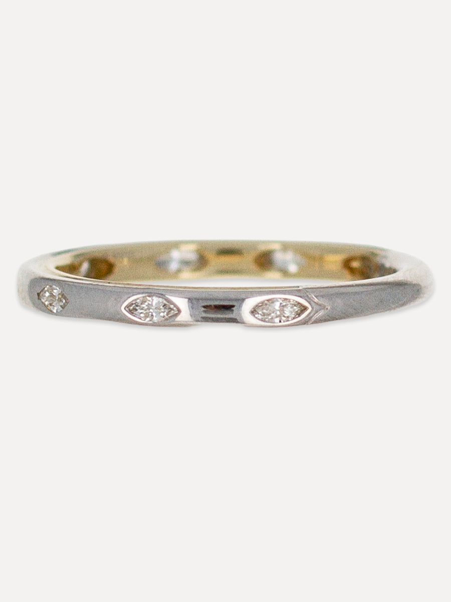 14K Flush-Set Marquise Diamond Two Tone Band