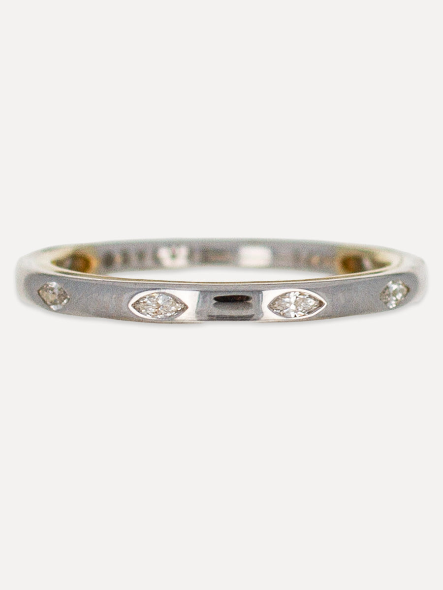 14K Flush-Set Marquise Diamond Two Tone Band