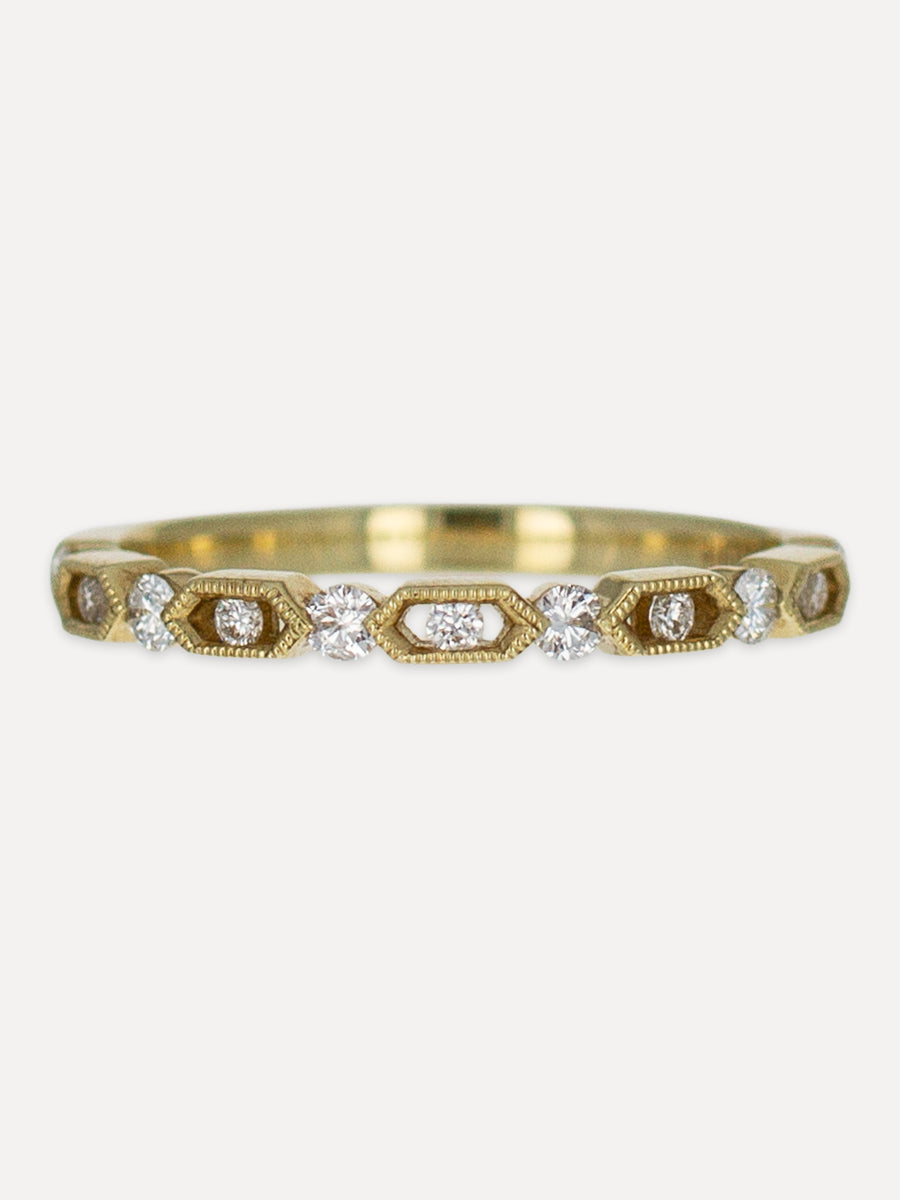 14K Geometric Diamond Stackable Band