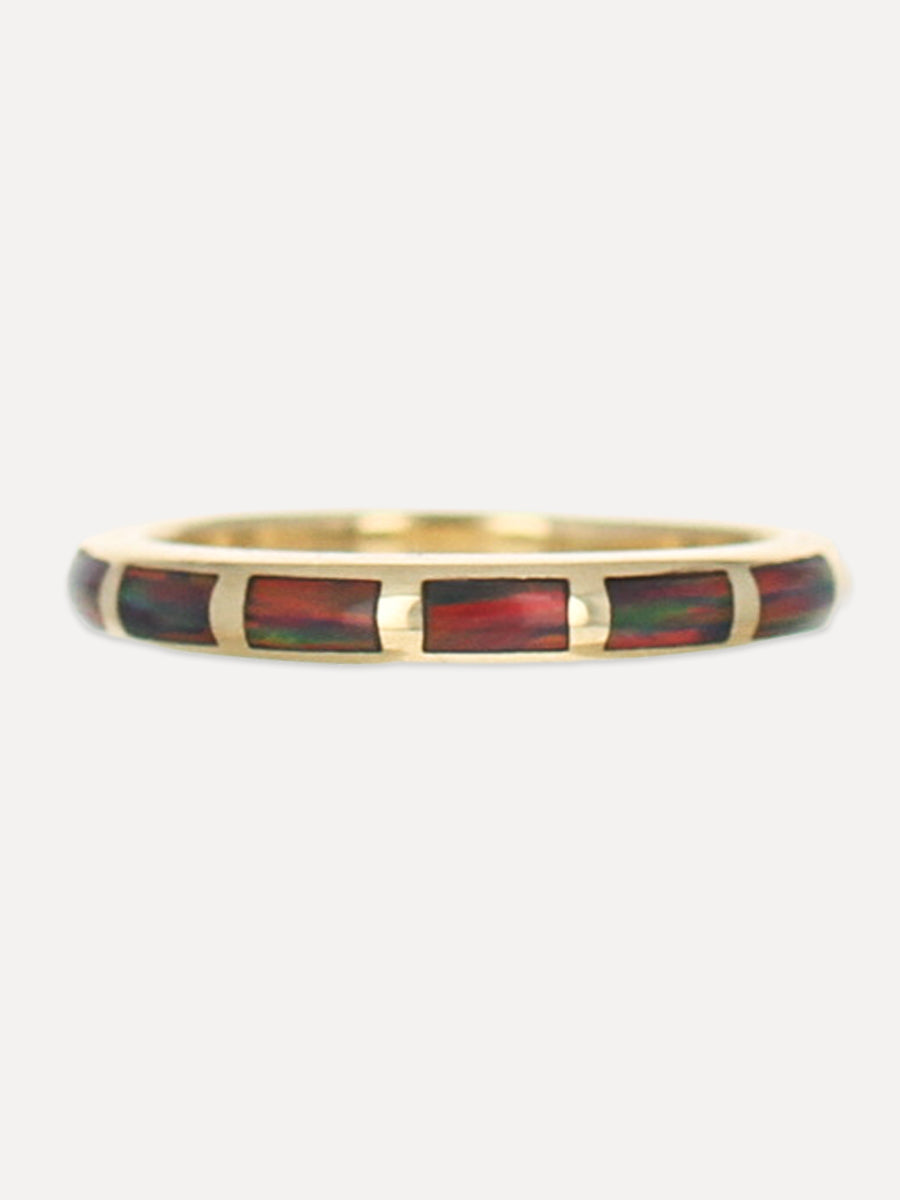 14K Opal Inlay Stacking Band
