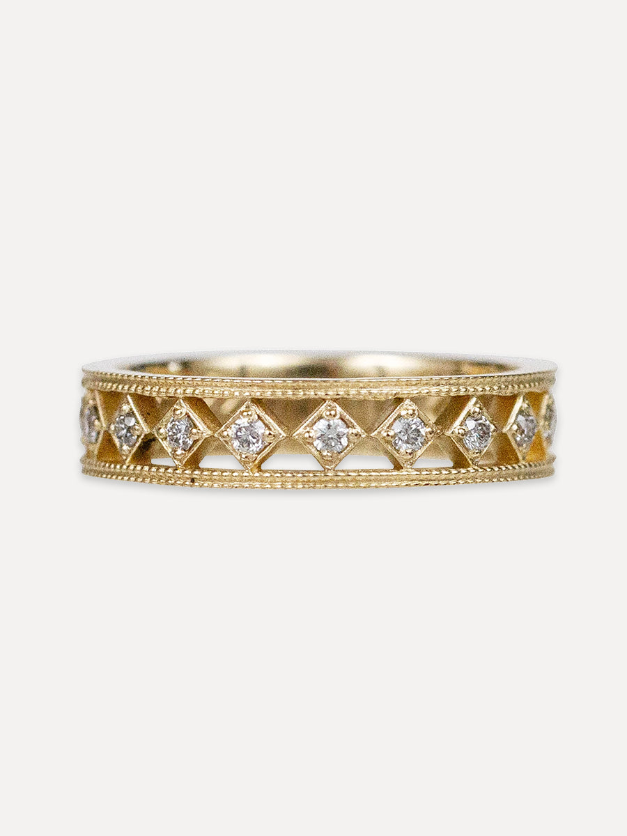 14K Diamond Matrix Band