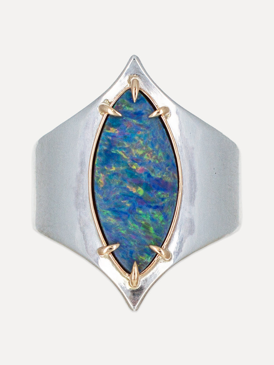14K Gold & Silver Opal Oracle Ring