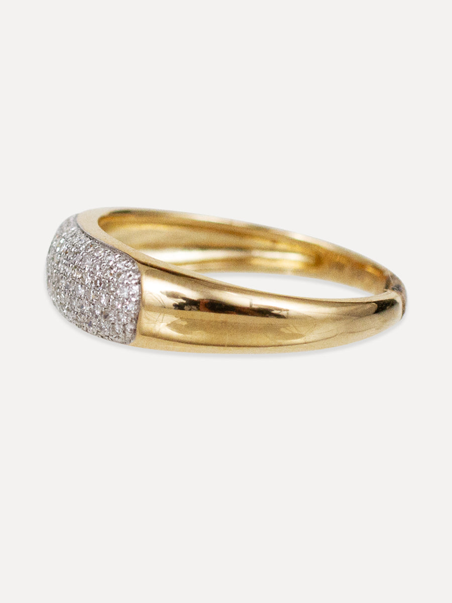 14K Two Tone Pavé Diamond Dome Ring